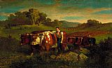 Edward Mitchell Bannister Wall Art - Herdsmen with Cows